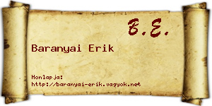 Baranyai Erik névjegykártya